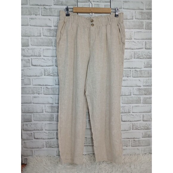 Briggs Women's Size Large  Linen Blend Pull-On Pants, Camel - Picture 4 of 13